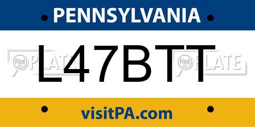 L47BTT Pennsylvania License Plate