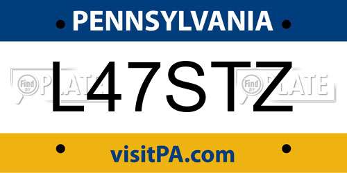 L47STZ Pennsylvania License Plate