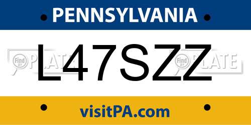 L47SZZ Pennsylvania License Plate