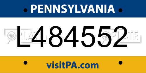 L484552 Pennsylvania License Plate