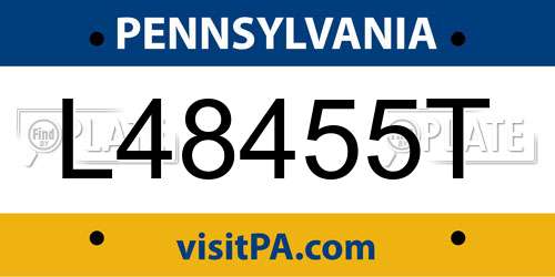 L48455T Pennsylvania License Plate