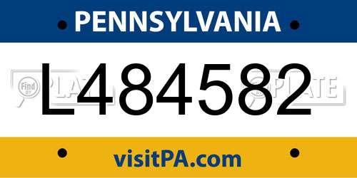 L484582 Pennsylvania License Plate