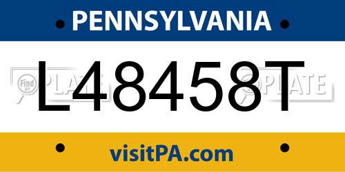 L48458T Pennsylvania License Plate