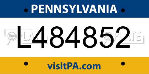 L484852 Pennsylvania License Plate