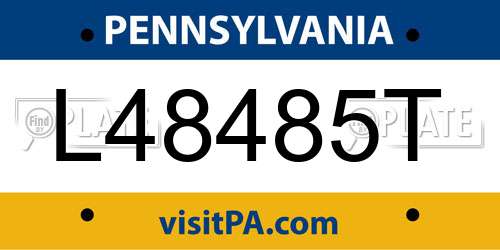 L48485T Pennsylvania License Plate