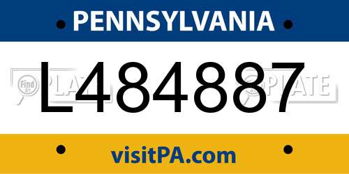 L484887 Pennsylvania License Plate