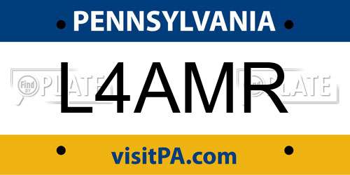 L4AMR Pennsylvania License Plate