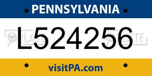 L524256 Pennsylvania License Plate