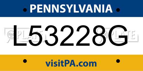 L53228G Pennsylvania License Plate