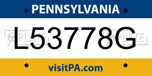 L53778G Pennsylvania License Plate