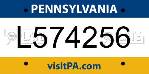 L574256 Pennsylvania License Plate