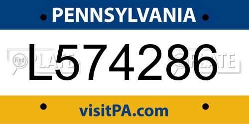 L574286 Pennsylvania License Plate