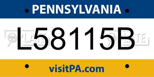 L58115B Pennsylvania License Plate