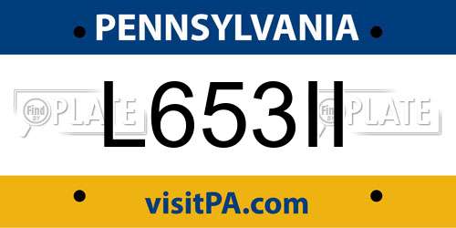 L653II Pennsylvania License Plate
