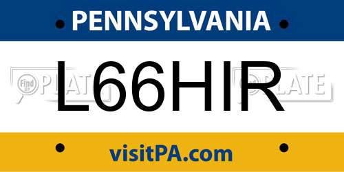 L66HIR Pennsylvania License Plate