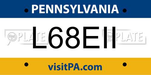 L68EII Pennsylvania License Plate