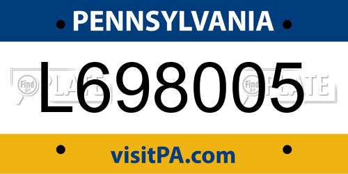 L698005 Pennsylvania License Plate