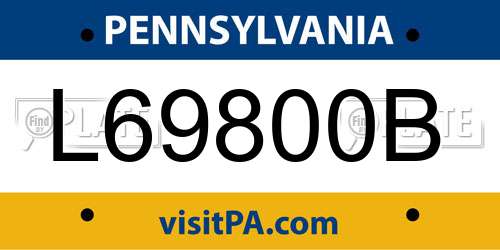 L69800B Pennsylvania License Plate