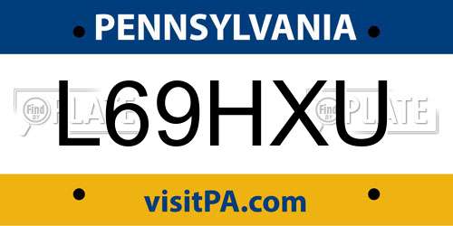 L69HXU Pennsylvania License Plate