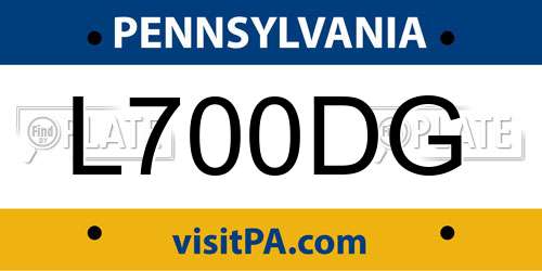 L700DG Pennsylvania License Plate