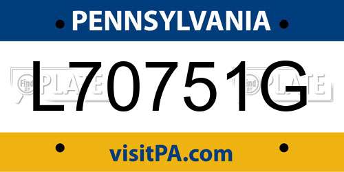 L70751G Pennsylvania License Plate