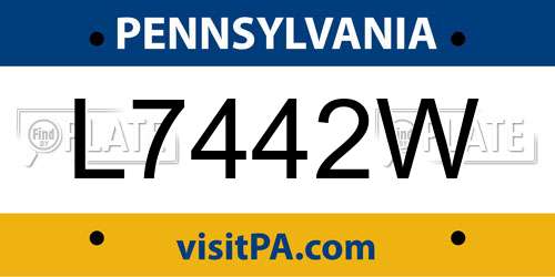 L7442W Pennsylvania License Plate