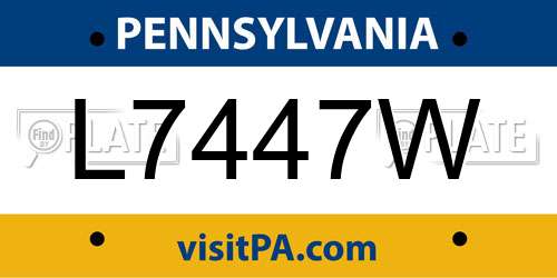 L7447W Pennsylvania License Plate