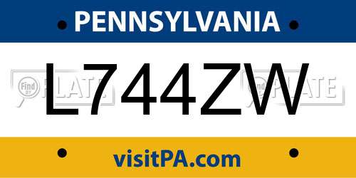 L744ZW Pennsylvania License Plate