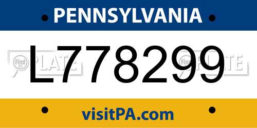 L778299 Pennsylvania License Plate