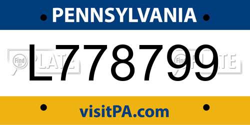 L778799 Pennsylvania License Plate