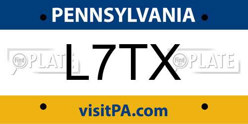 L7TX Pennsylvania License Plate