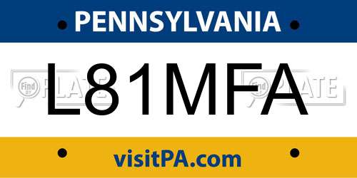L81MFA Pennsylvania License Plate