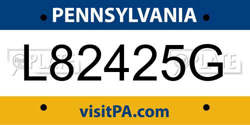 L82425G Pennsylvania License Plate