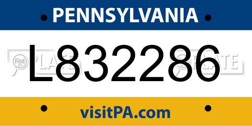 L832286 Pennsylvania License Plate