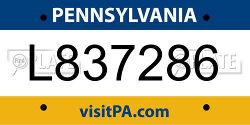 L837286 Pennsylvania License Plate