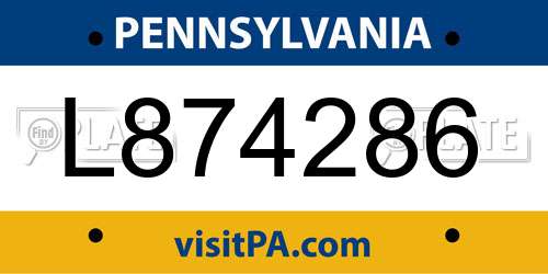 L874286 Pennsylvania License Plate