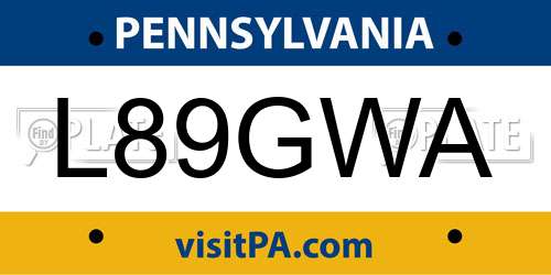 L89GWA Pennsylvania License Plate