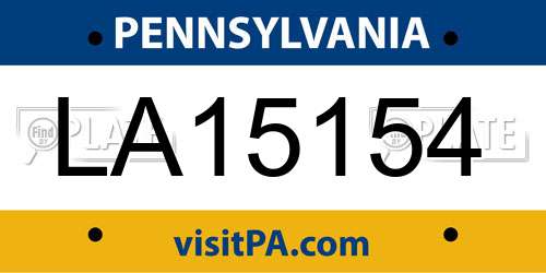 LA15154 Pennsylvania License Plate