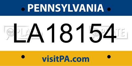 LA18154 Pennsylvania License Plate
