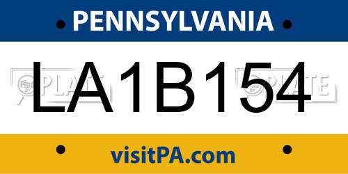 LA1B154 Pennsylvania License Plate