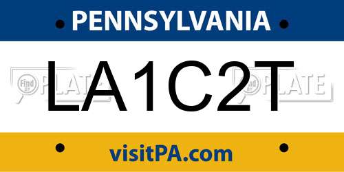 LA1C2T Pennsylvania License Plate