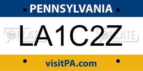 LA1C2Z Pennsylvania License Plate