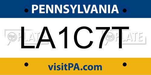 LA1C7T Pennsylvania License Plate