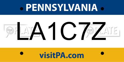LA1C7Z Pennsylvania License Plate