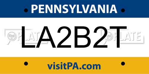 LA2B2T Pennsylvania License Plate