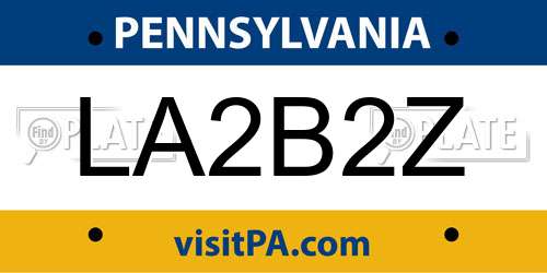 LA2B2Z Pennsylvania License Plate