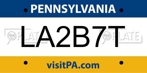 LA2B7T Pennsylvania License Plate