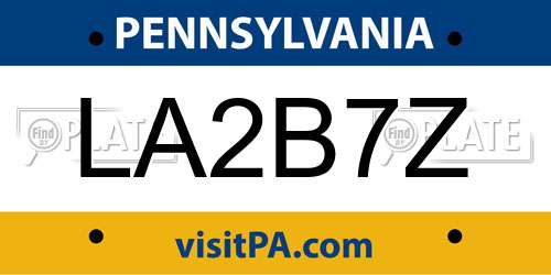 LA2B7Z Pennsylvania License Plate