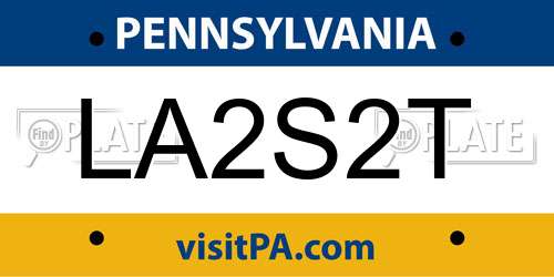 LA2S2T Pennsylvania License Plate