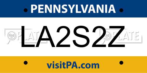 LA2S2Z Pennsylvania License Plate